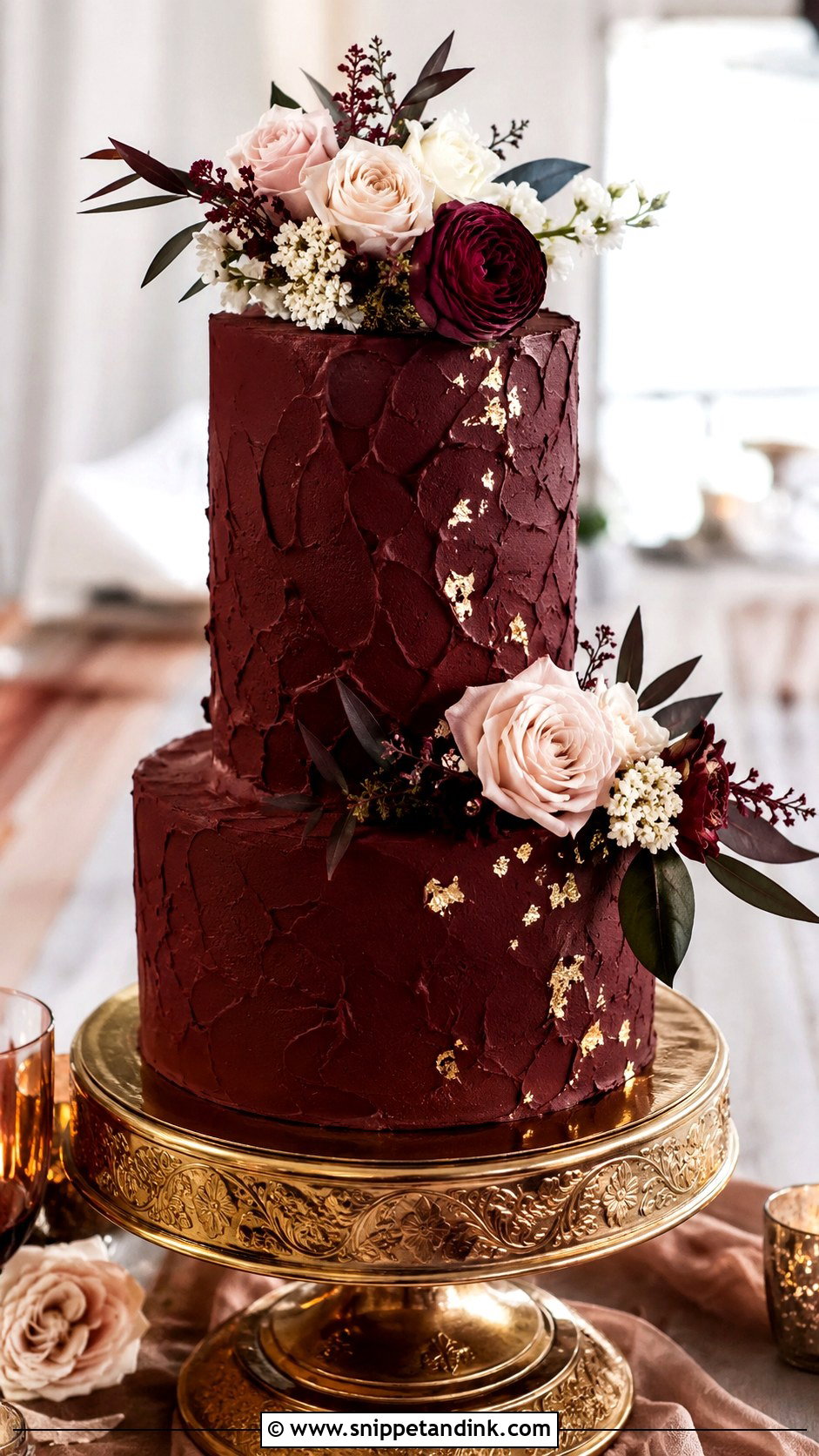 Burgundy Wedding Cake - Snippet and Ink - 20 Jewel Tone Wedding Cake Ideas