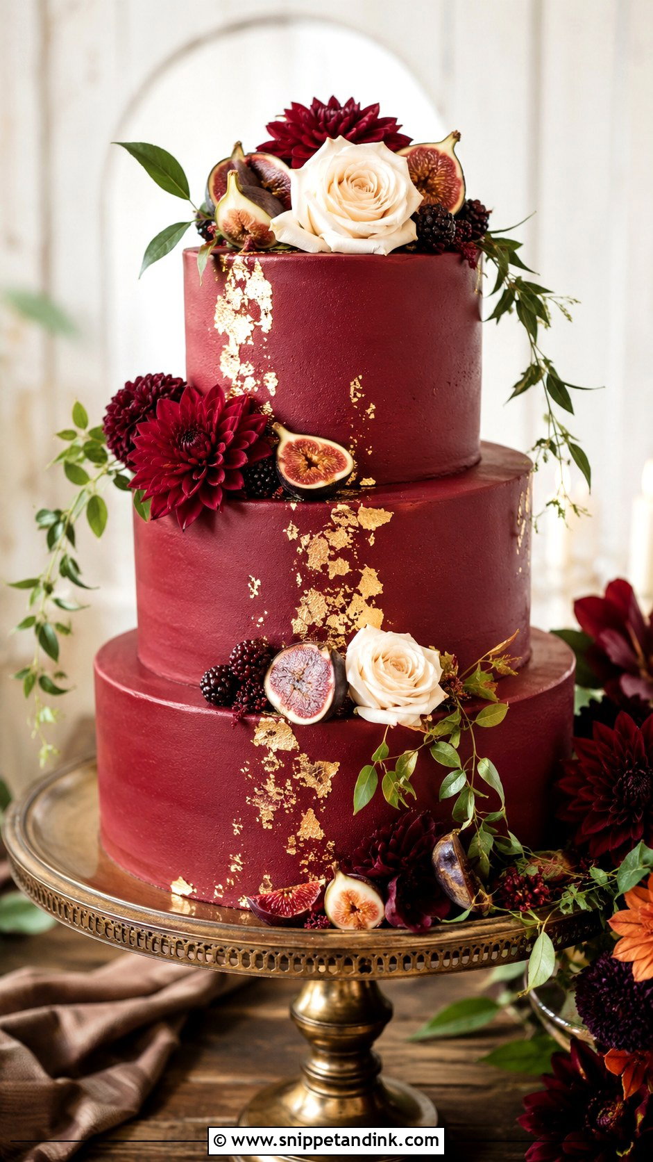 Burgundy Wedding Cake - Snippet and Ink - 20 Autumn Theme Cake Ideas for Wedding