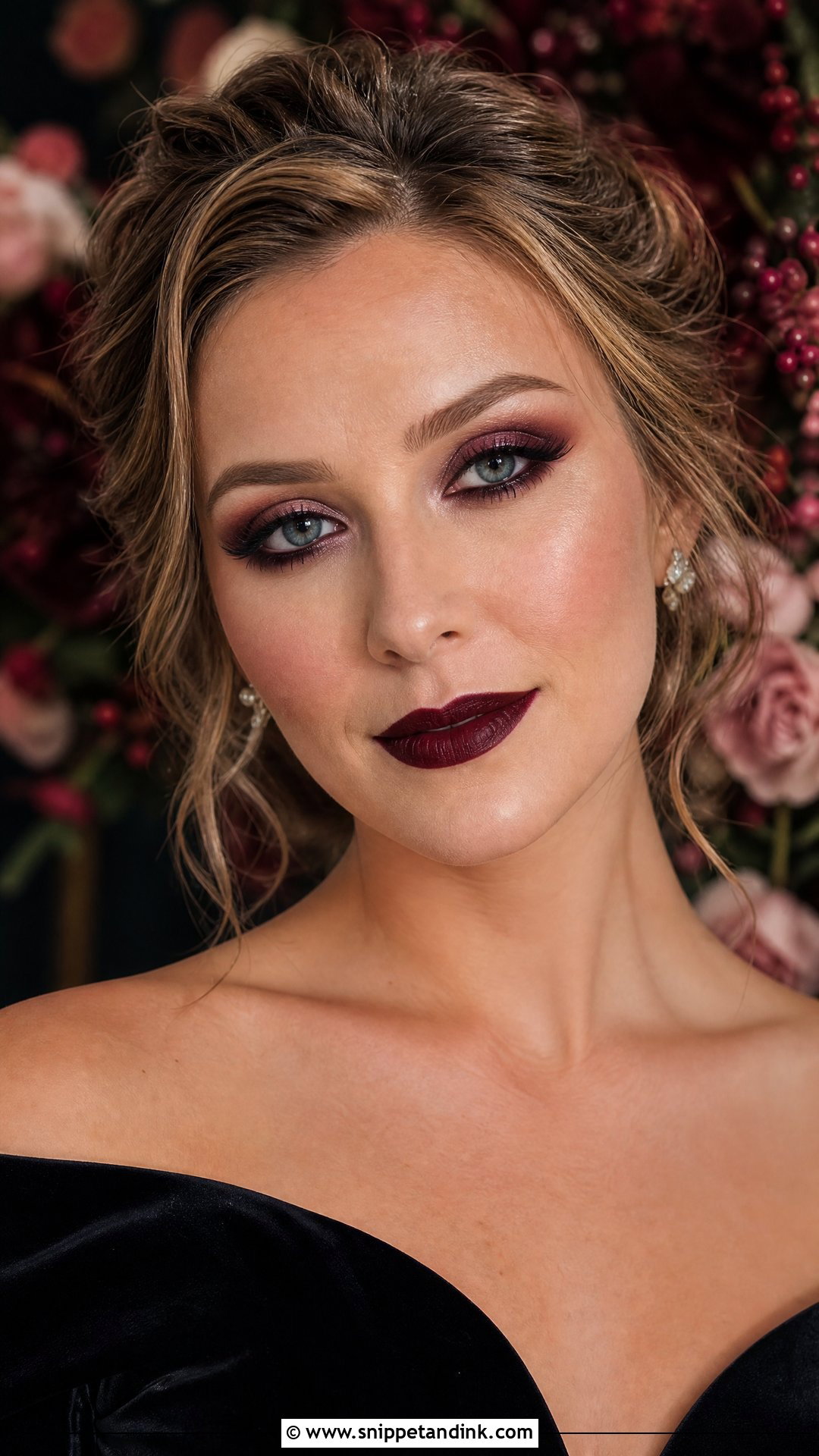 Burgundy Wedding Makeup - Snippet and Ink - 25 Alt Wedding Makeup Ideas