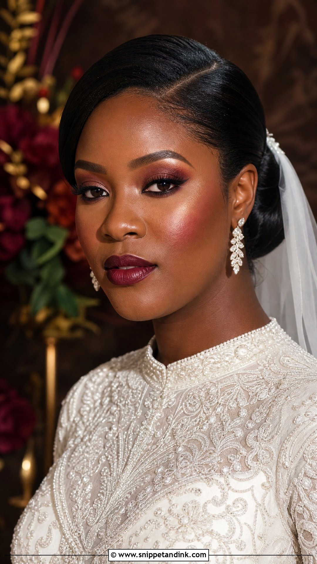 Burgundy Wedding Makeup For Black Women - Snippet and Ink - 20 Black Woman Wedding Makeup Ideas