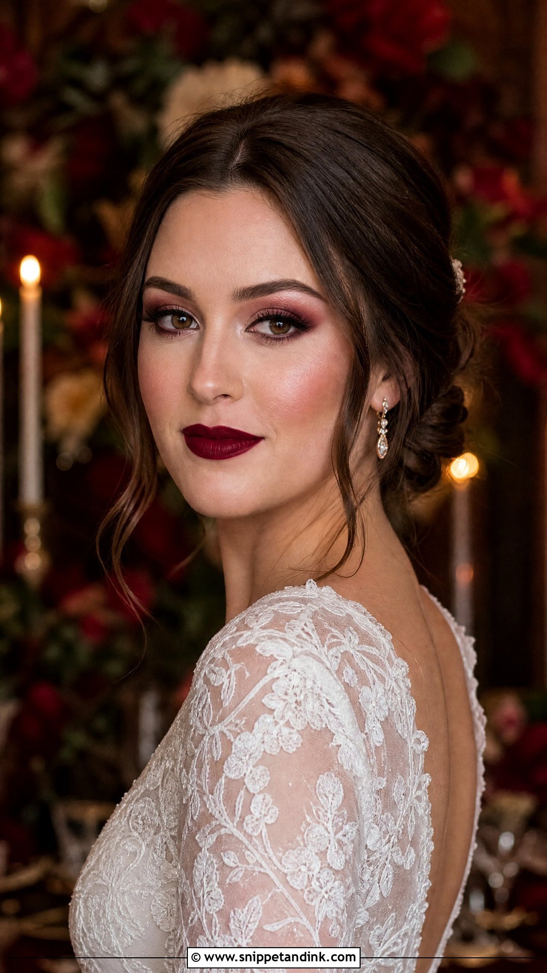 Burgundy Wedding Makeup With Red Lips - Snippet and Ink - 20 Wedding Makeup with Red Lips