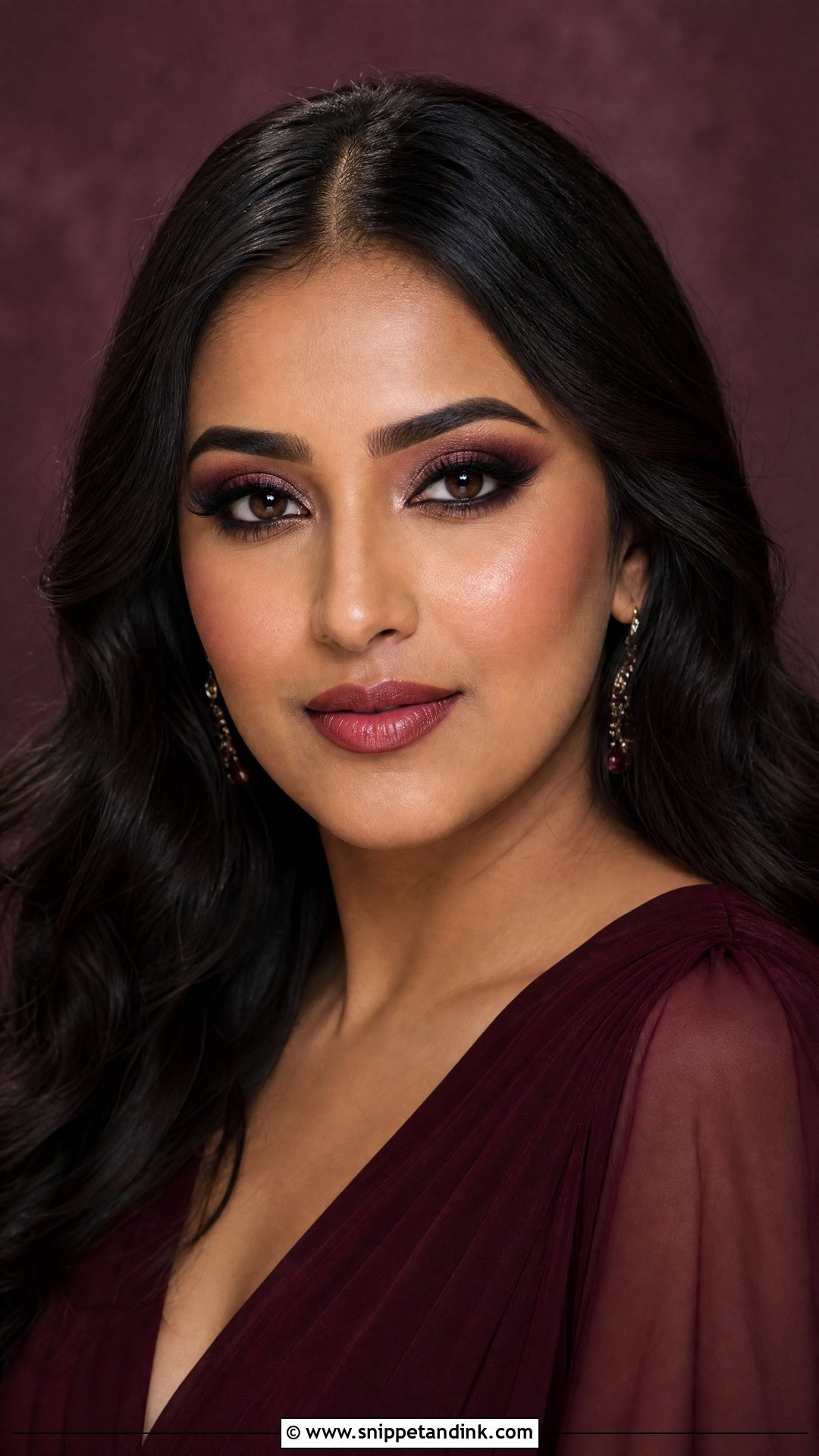 Burgundy Winter Wedding Makeup - Snippet and Ink - 20 Winter Wedding Makeup Looks