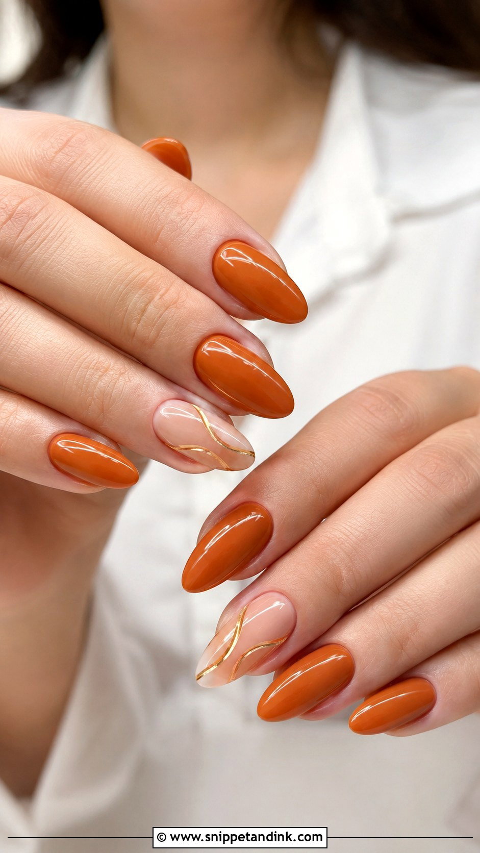 Burnt Orange Almond Wedding Nails - Snippet and Ink - 20 Burnt Orange Wedding Nails