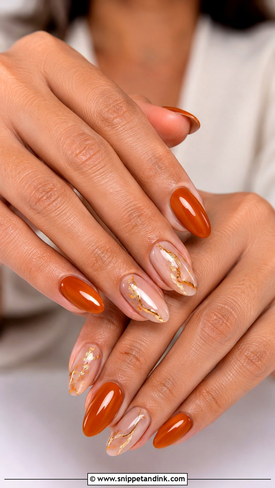 Burnt Orange And Nude Wedding Nails - Snippet and Ink - 20 Burnt Orange Wedding Nails