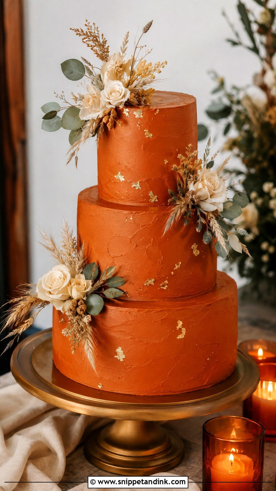 Burnt Orange Buttercream Wedding Cake - Snippet and Ink - 20 Rustic Orange Fall Wedding Cakes