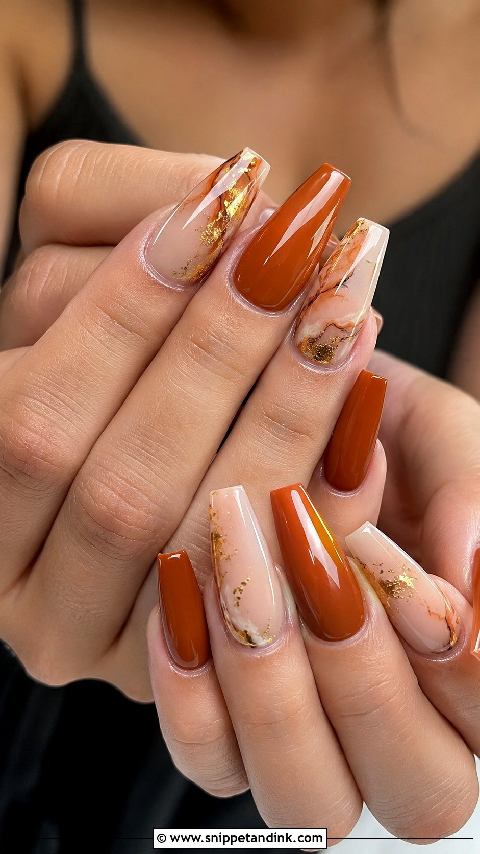 Burnt Orange Coffin Wedding Nails - Snippet and Ink - 20 Burnt Orange Wedding Nails