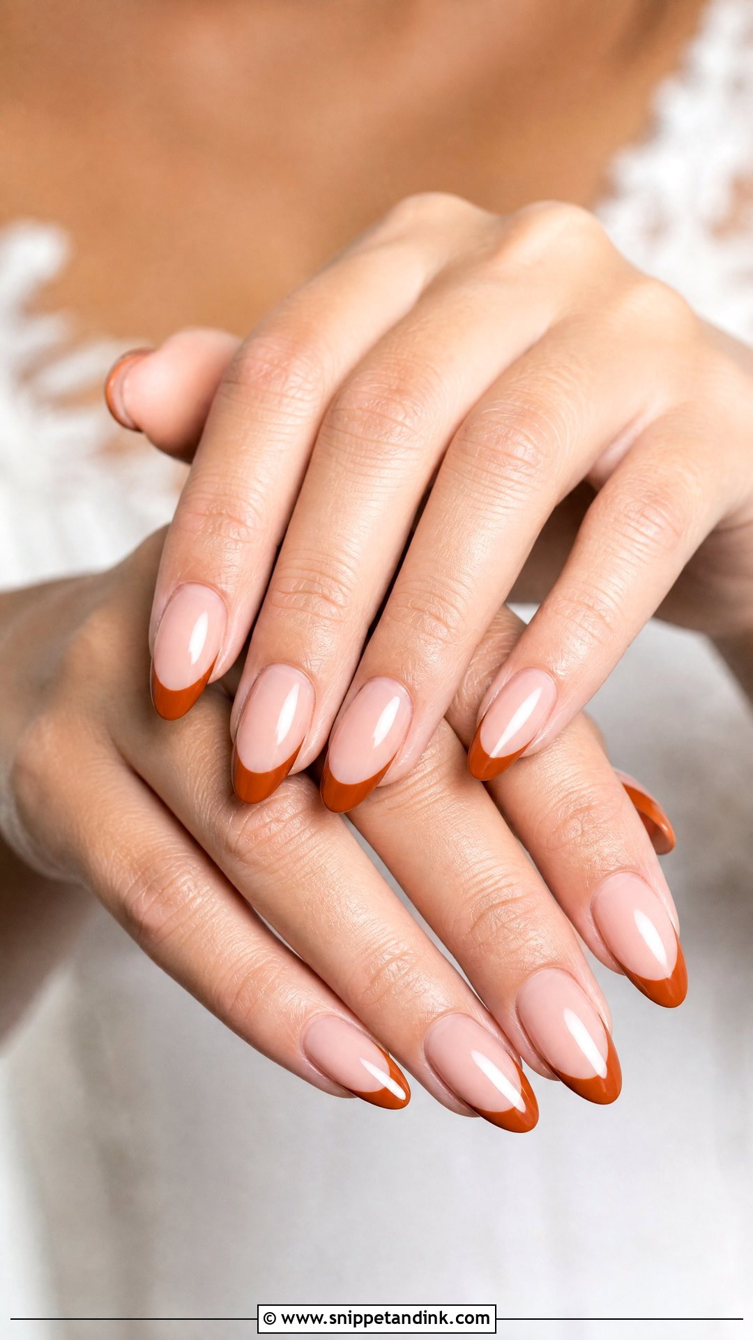 Burnt Orange French Fall Bridal Nails - Snippet and Ink - 25 Fall Bridal Nails