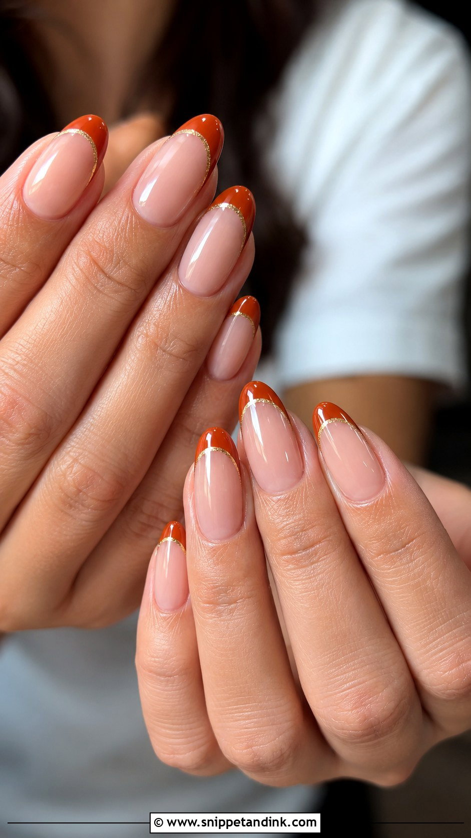 Burnt Orange French October Wedding Nails - Snippet and Ink - 20 October Wedding Nails