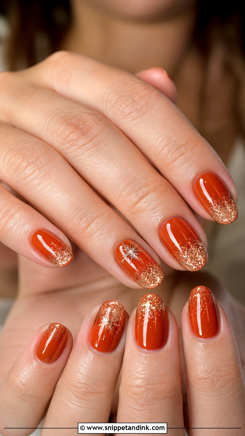 Burnt Orange Glitter Wedding Nails - Snippet and Ink - 20 Burnt Orange Wedding Nails