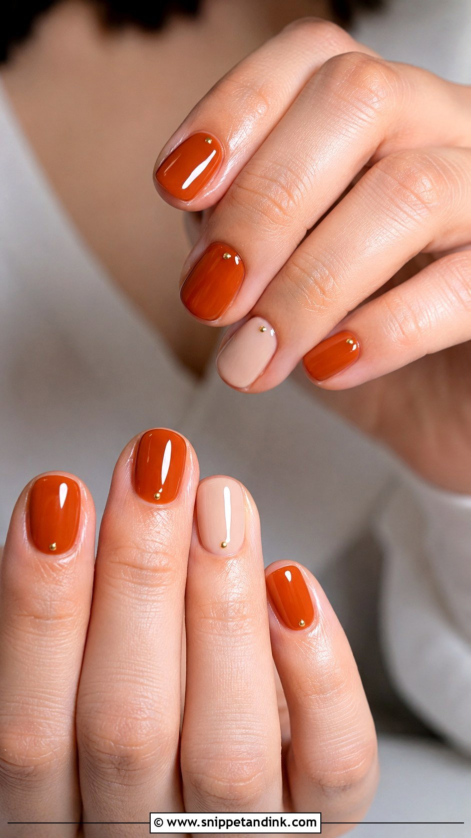 Burnt Orange Short Wedding Nails - Snippet and Ink - 20 Burnt Orange Wedding Nails