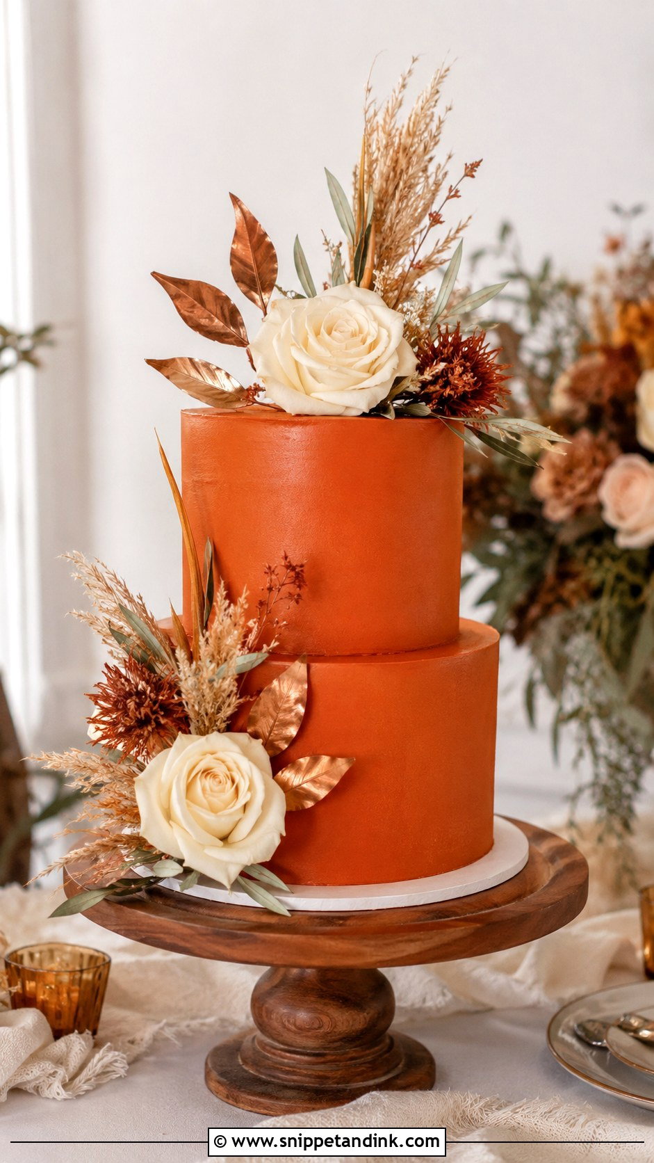 Burnt Orange Wedding Cake - Snippet and Ink - 20 Autumn Theme Cake Ideas for Wedding