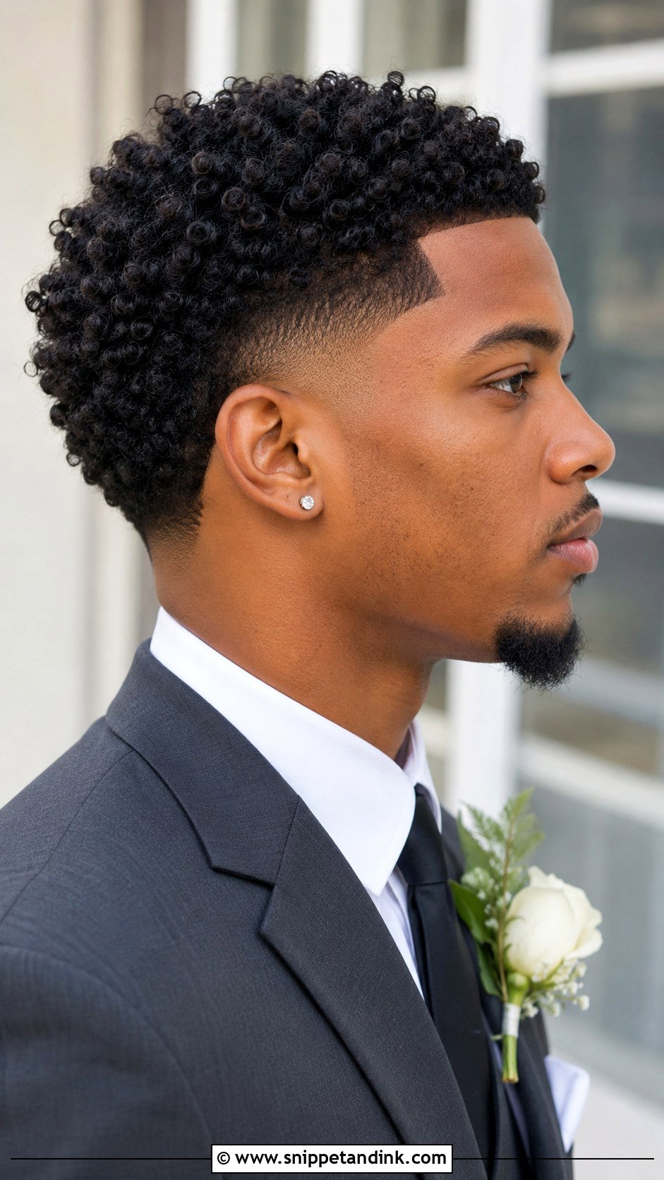 Burst Fade With Curly Top - Snippet and Ink - 25 Groom Haircut Ideas