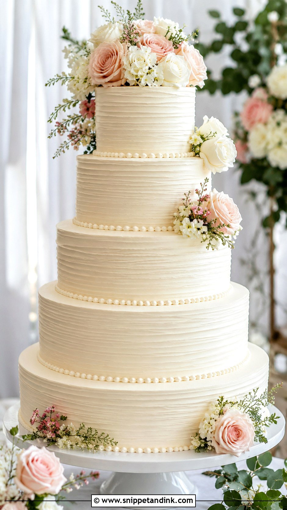 Buttercream 5 Tier Wedding Cake - Snippet and Ink - 25 5 Tier Wedding Cake Ideas