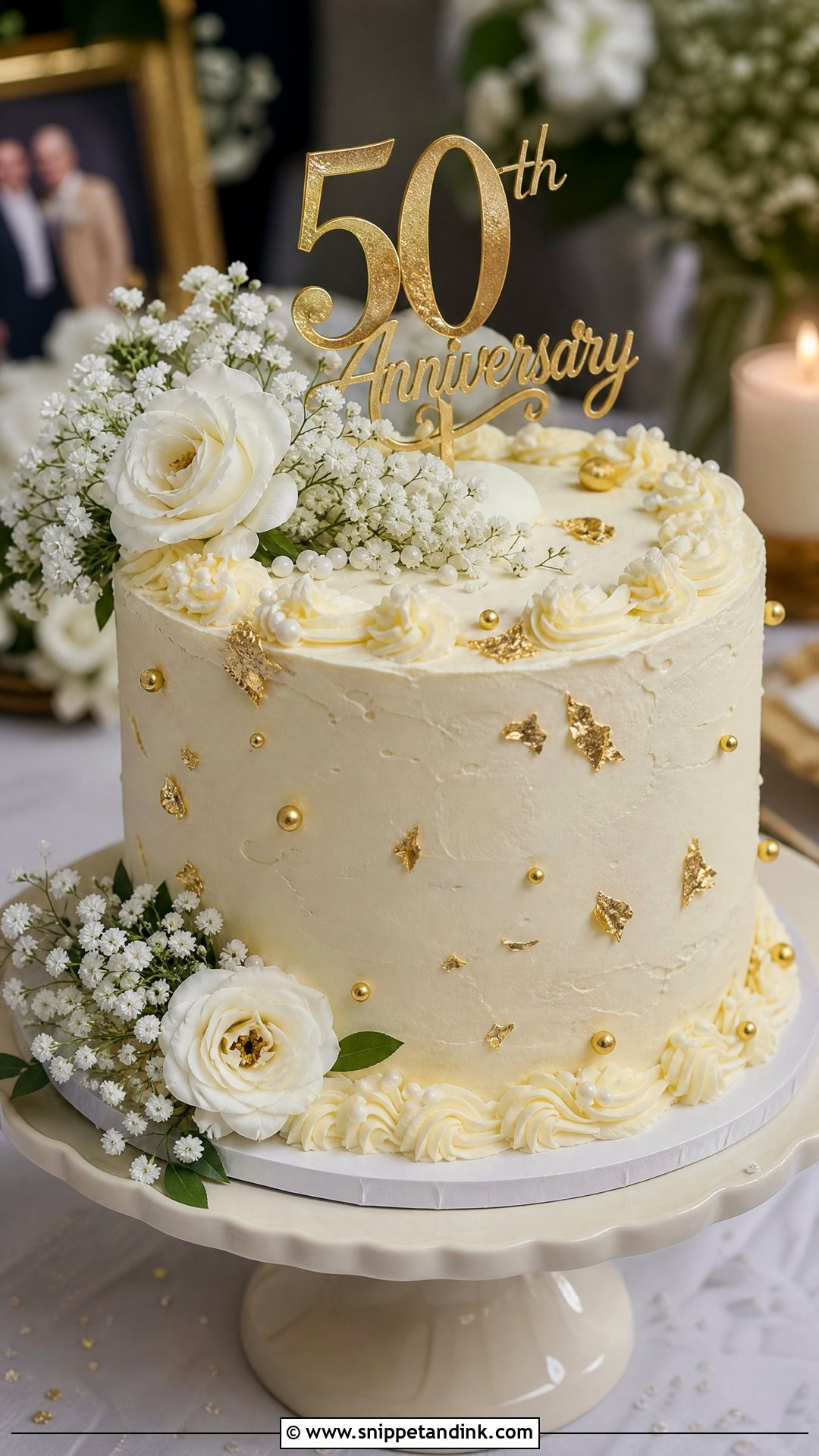 Buttercream 50th Anniversary Cake - Snippet and Ink - 25 50th Wedding Anniversary Cakes