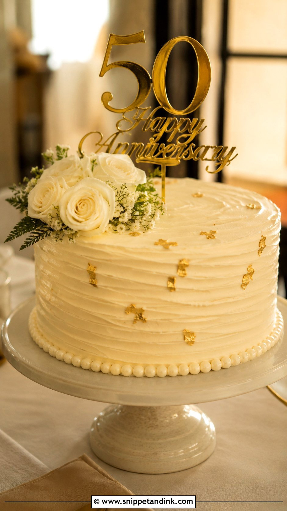 Buttercream 50th Wedding Anniversary Cake - Snippet and Ink - 20 50th Wedding Anniversary Cake Ideas