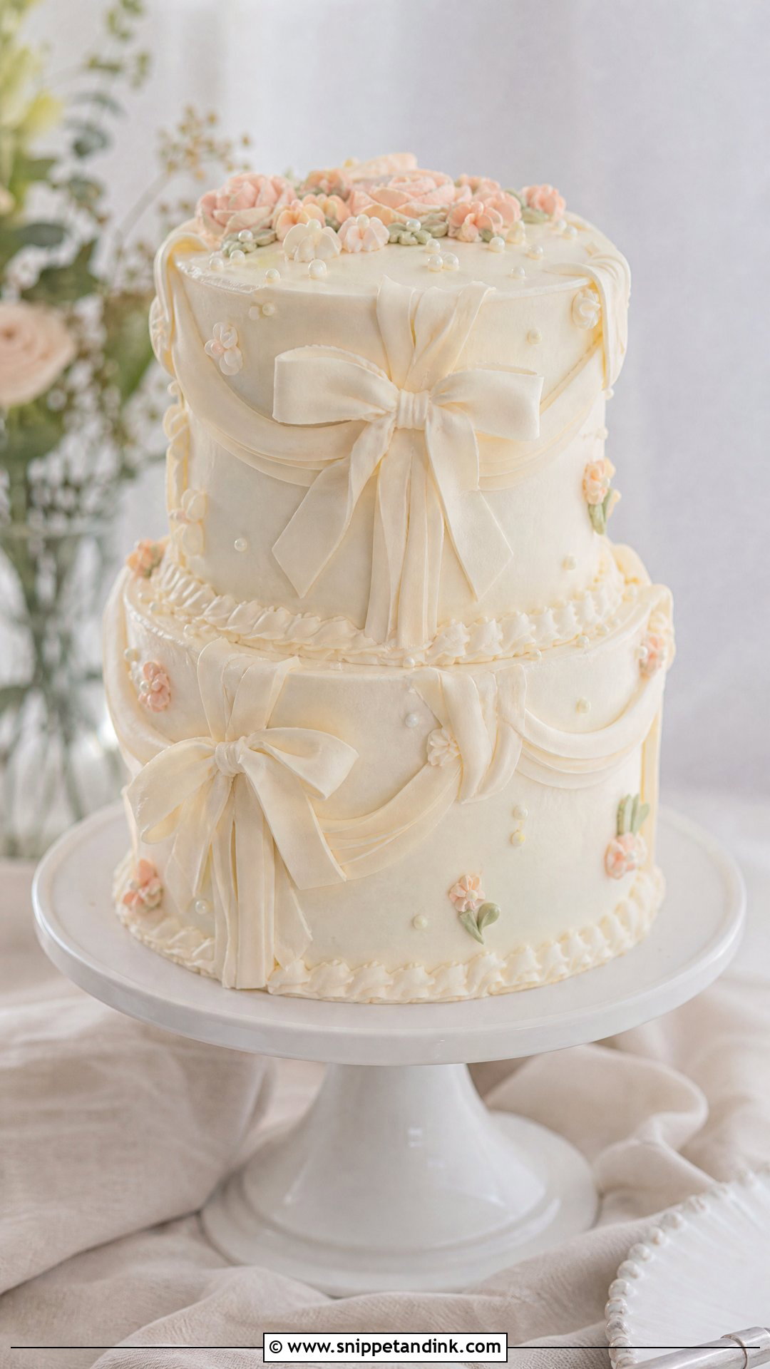 Buttercream Bow Wedding Cake - Snippet and Ink - 35 Bow Cake Ideas for Wedding