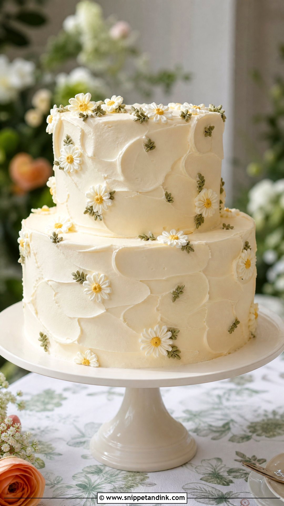 Buttercream Daisy Wedding Cake - Snippet and Ink - 25 Daisy Themed Cake Ideas for Wedding
