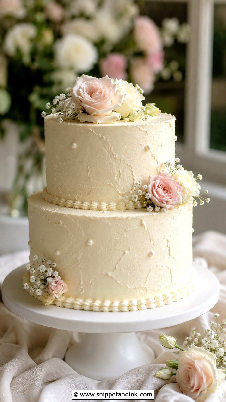 Buttercream Double Decker Wedding Cake - Snippet and Ink - 20 Double Decker Cake Design Ideas for Wedding