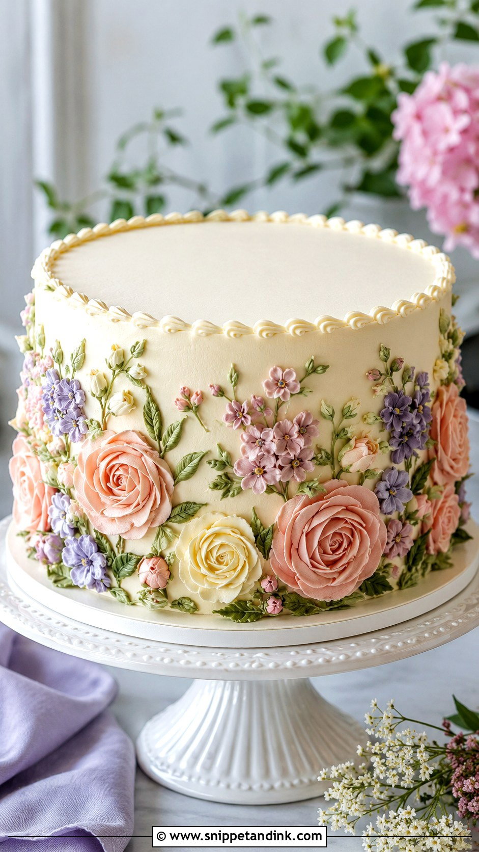 Buttercream Floral Cake For 20 People - Snippet and Ink - 20 Cake for 20 People