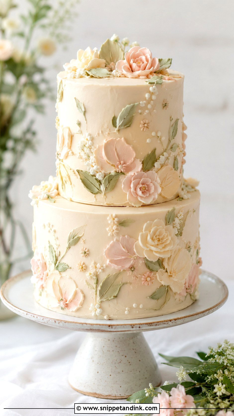 Buttercream Floral Wedding Cake - Snippet and Ink - 20 Floral Wedding Cakes