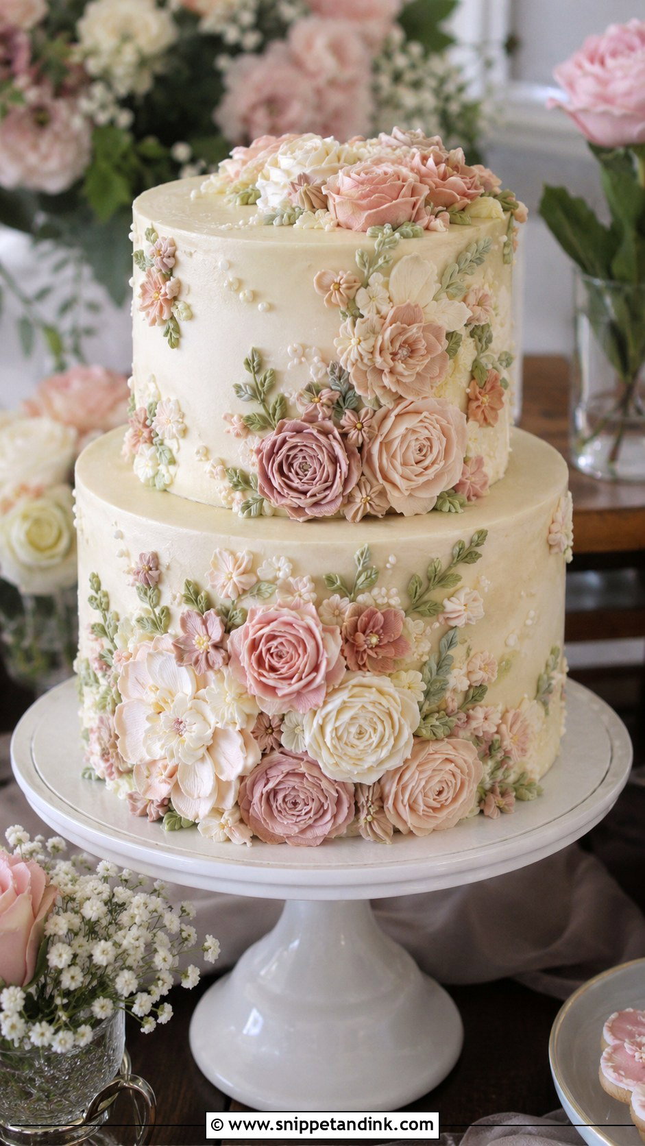 Buttercream Floral Wedding Cake - Snippet and Ink - 20 Feminine Cake Ideas for Wedding