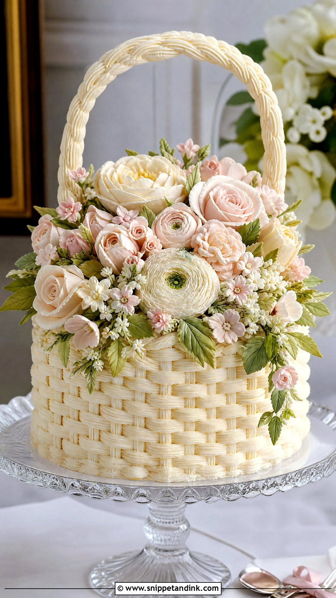 Buttercream Flower Basket Wedding Cake - Snippet and Ink - 25 Flower Basket Cake Ideas for Wedding