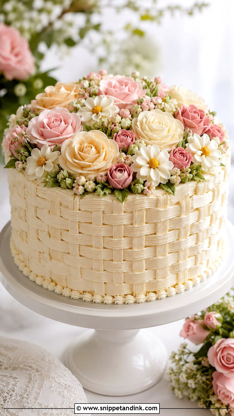 Buttercream Flower Basket Wedding Cake - Snippet and Ink - 20 Flower Basket Cake Designs for Wedding