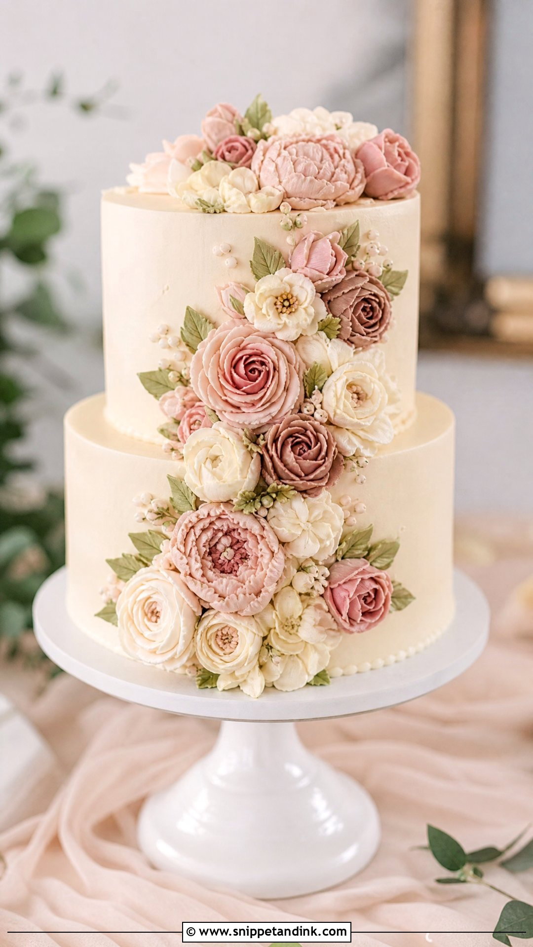 Buttercream Flower Bouquet Wedding Cake - Snippet and Ink - 30 Cake Bouquet Ideas for Wedding