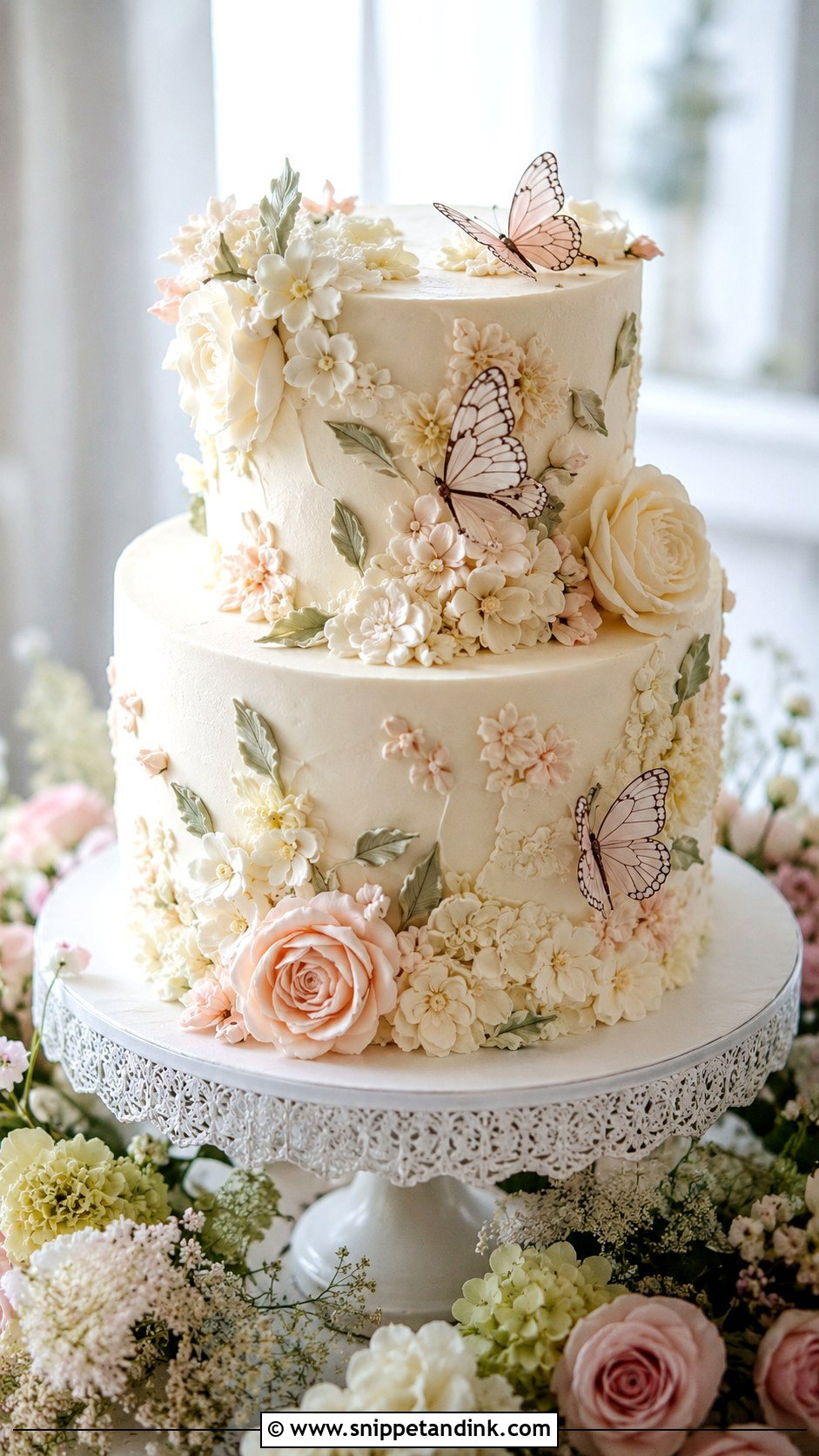 Buttercream Flower Butterfly Wedding Cake - Snippet and Ink - 20 Flower Butterfly Cake Ideas for Wedding
