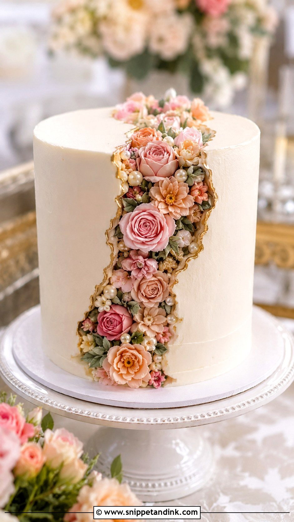 Buttercream Flower Fault Line Wedding Cake - Snippet and Ink - 20 Fault Line Cakes for Wedding