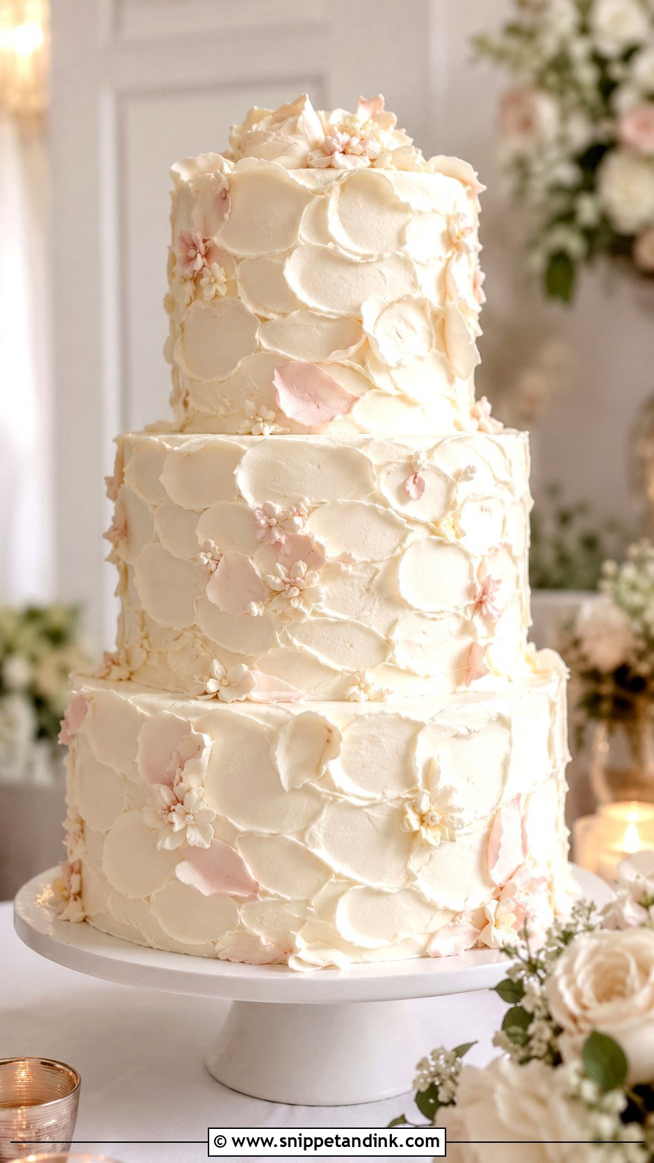 Buttercream Flower Petal Wedding Cake - Snippet and Ink - 20 Flower Petal Wedding Cake Ideas