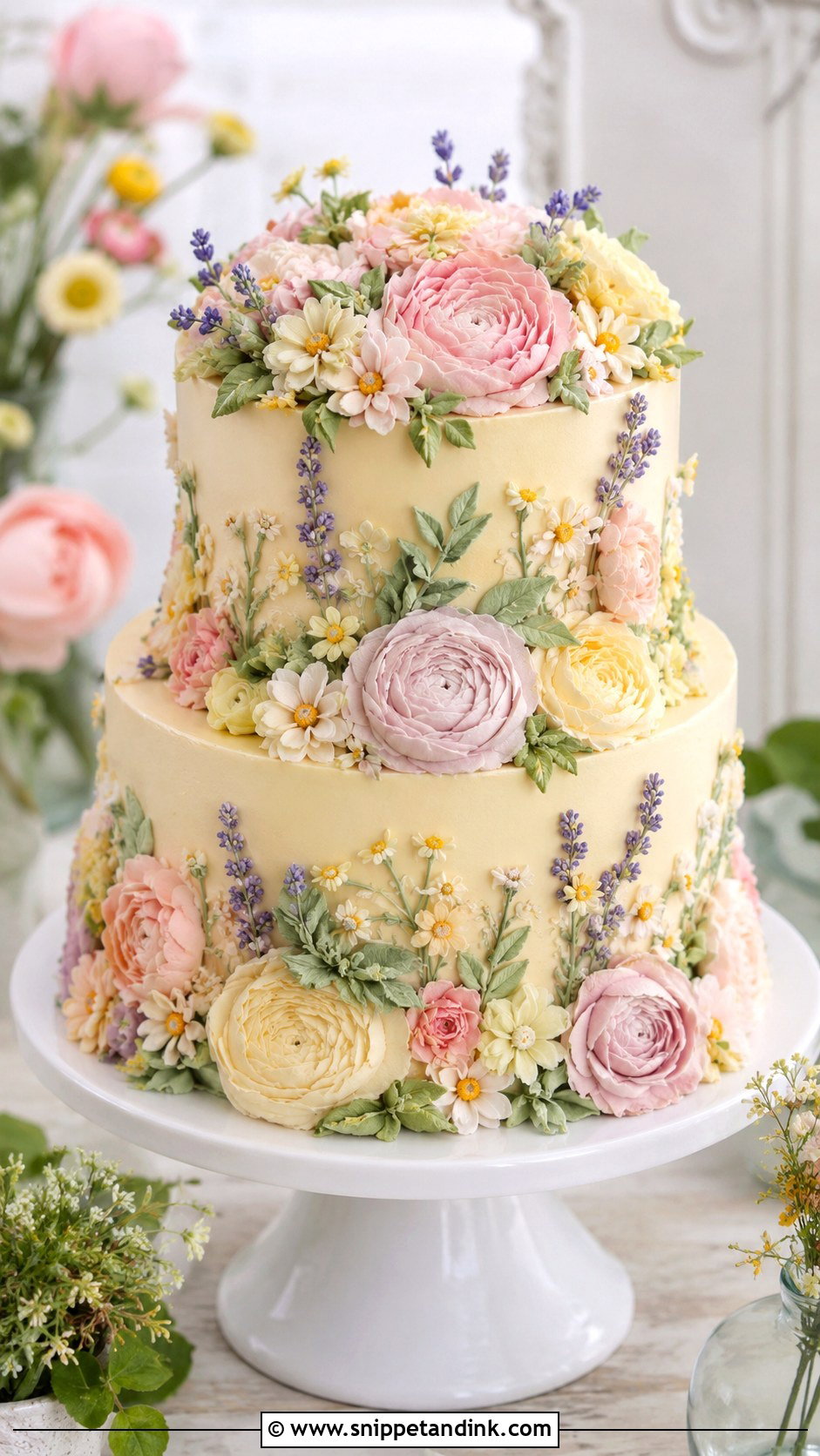 Buttercream Flower Wedding Cake - Snippet and Ink - 30 Spring Flowers Wedding Cake Ideas