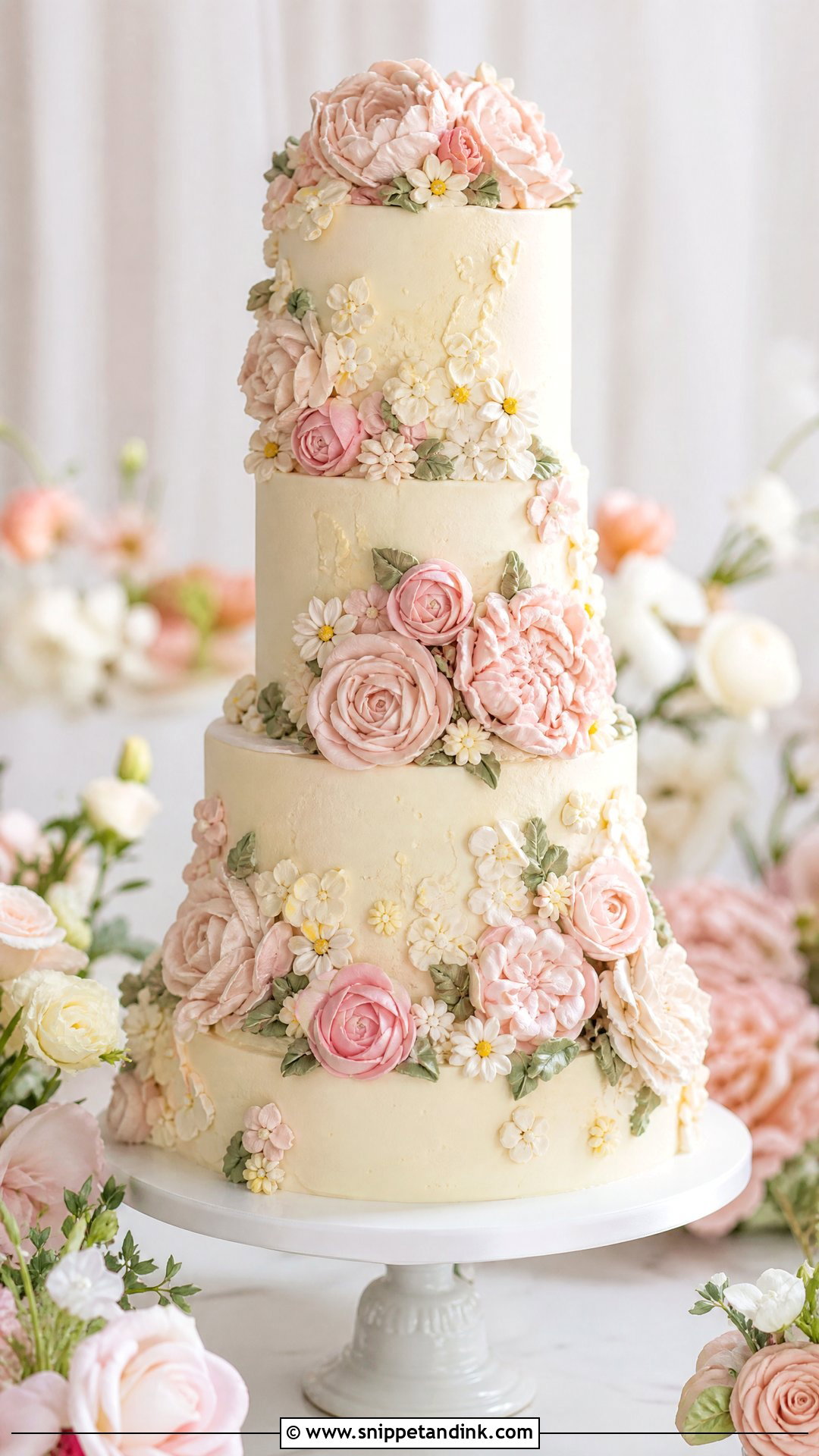 Buttercream Flower Wedding Cake - Snippet and Ink - 35 Cakes with Flowers for Wedding