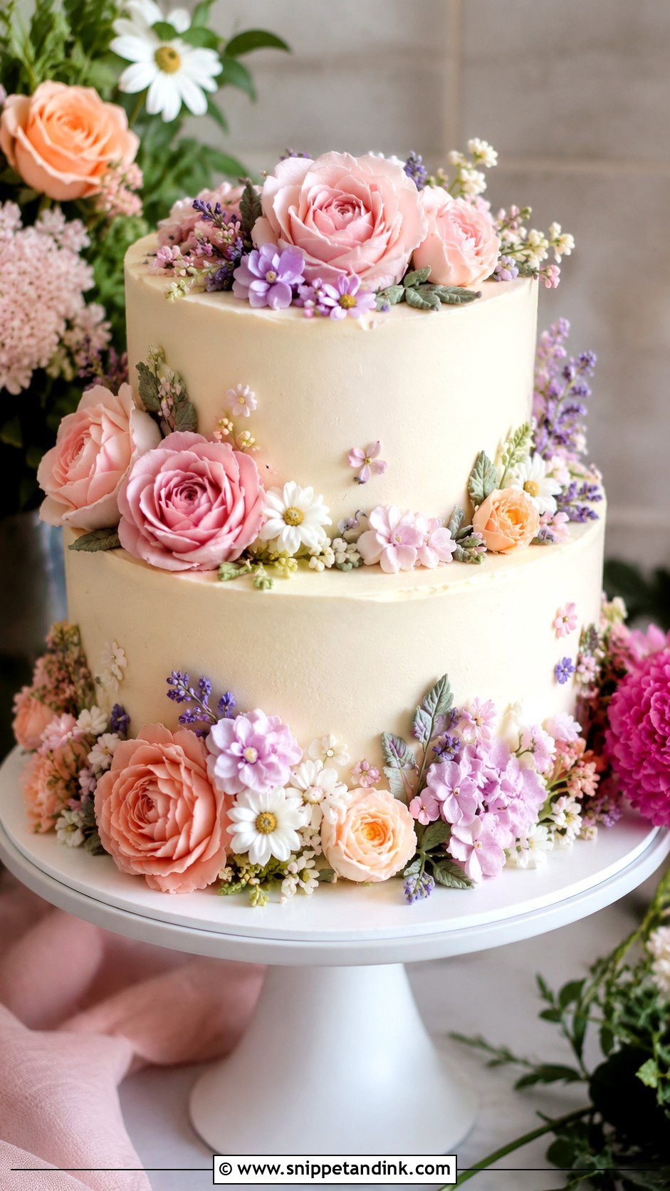 Buttercream Flower Wedding Cake - Snippet and Ink - 20 Garden Wedding Cake Ideas