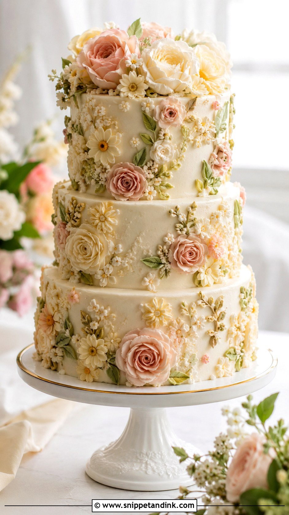 Buttercream Flower Wedding Cake - Snippet and Ink - 20 Spring Flower Cake Ideas for Wedding