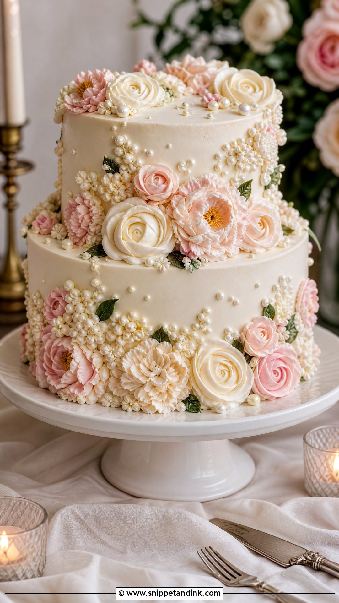 Buttercream Flower Wedding Cake - Snippet and Ink - 25 Flowers on Cake Ideas for Wedding