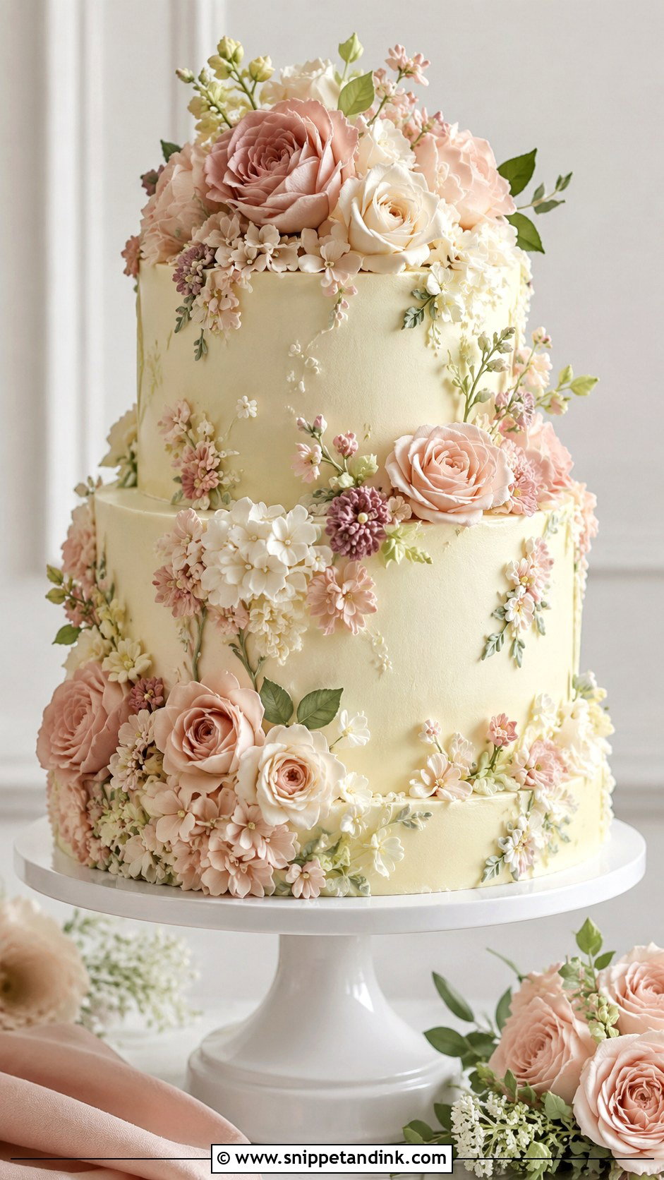 Buttercream Flower Wedding Cake - Snippet and Ink - 20 Aesthetic Floral Cake Ideas for Wedding