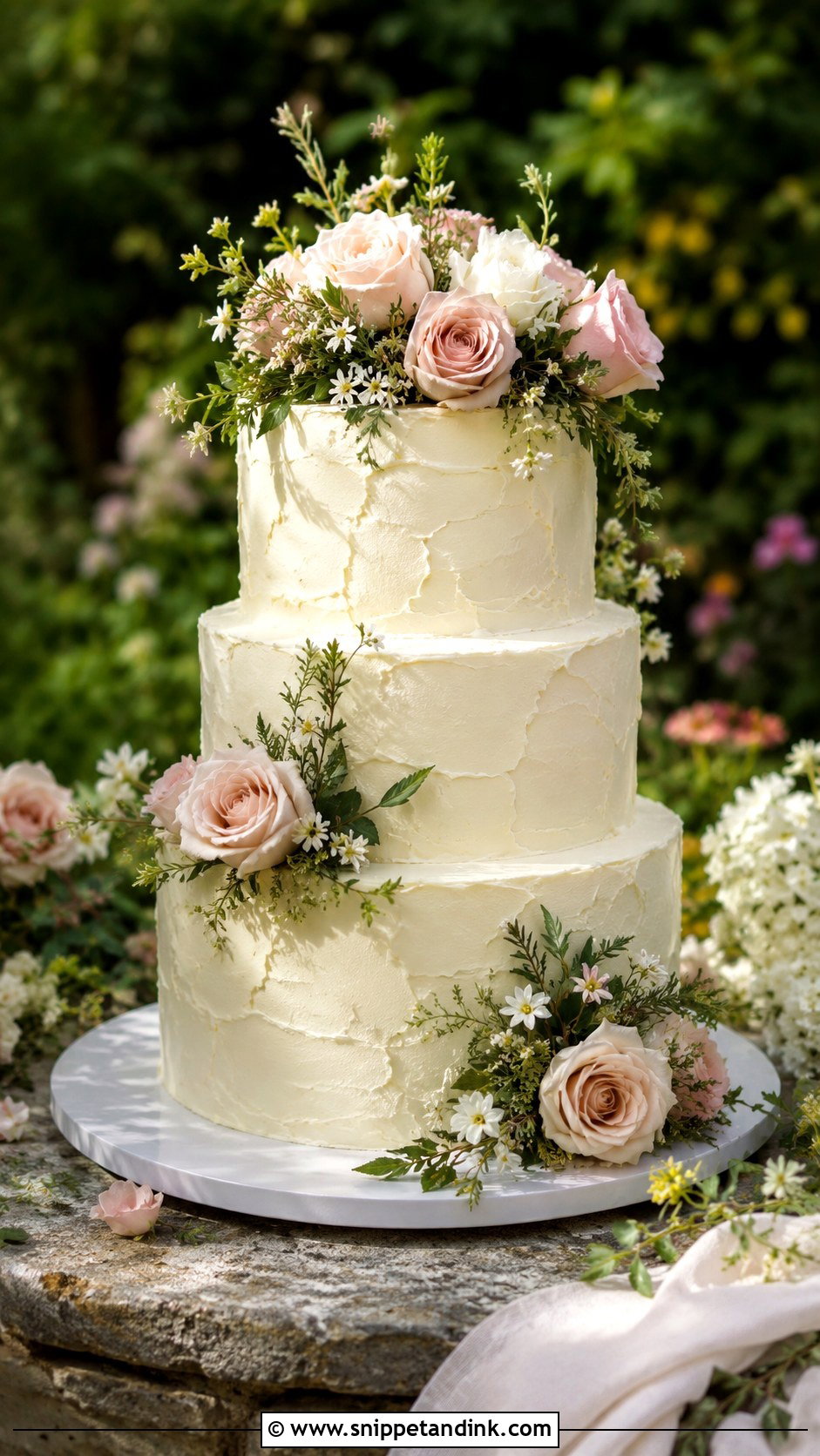 Buttercream Garden Wedding Cake - Snippet and Ink - 20 Romantic Garden Wedding Cake Ideas