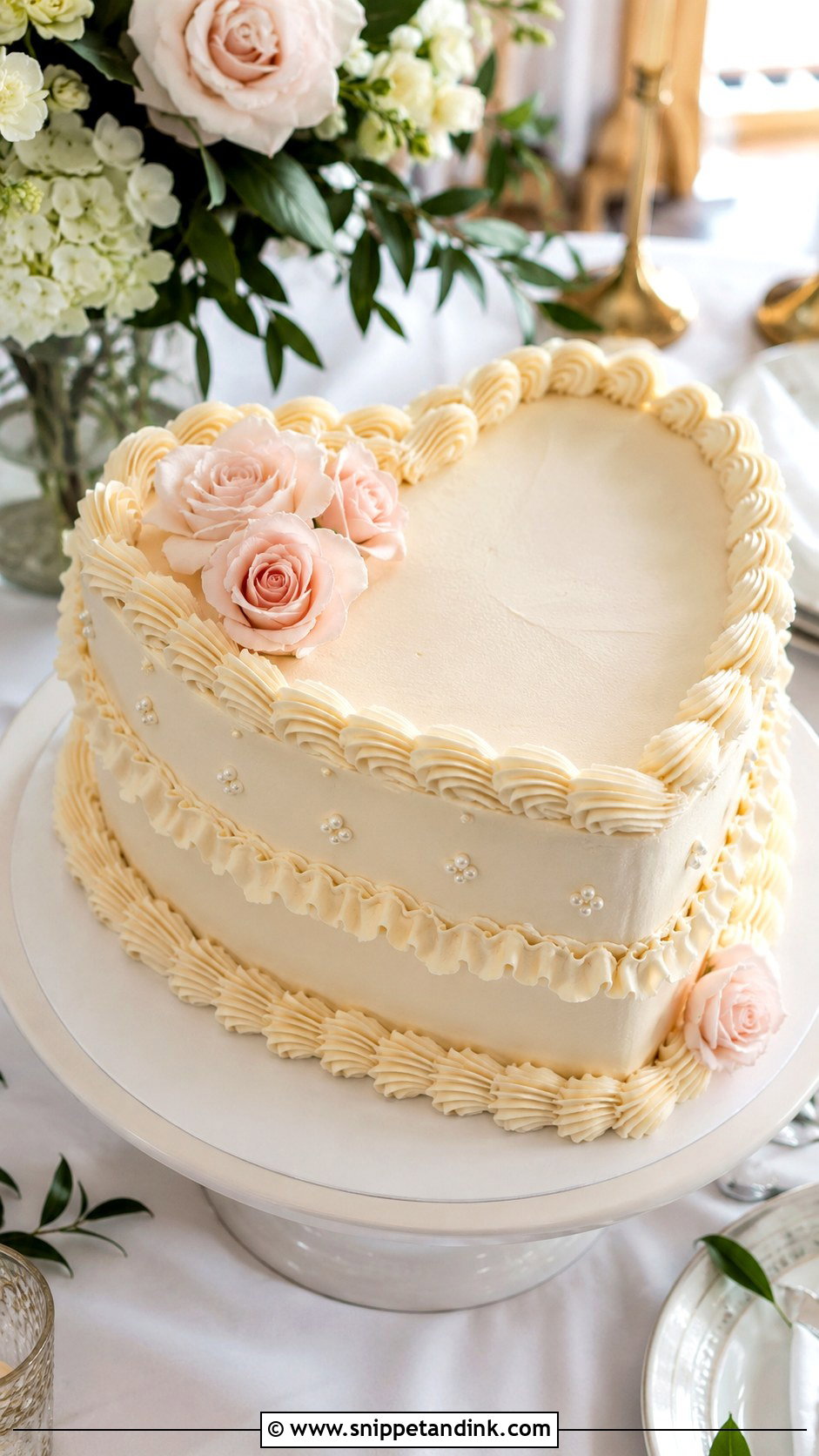 Buttercream Heart Shaped Wedding Cake - Snippet and Ink - 20 Heart Shaped Wedding Cakes