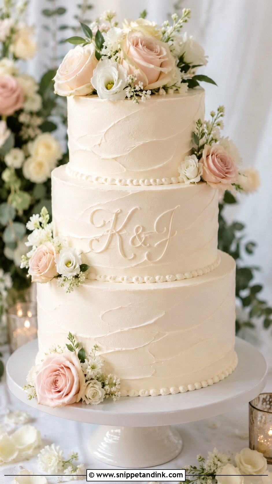 Buttercream Initials Wedding Cake - Snippet and Ink - 25 Initials on Wedding Cake Ideas