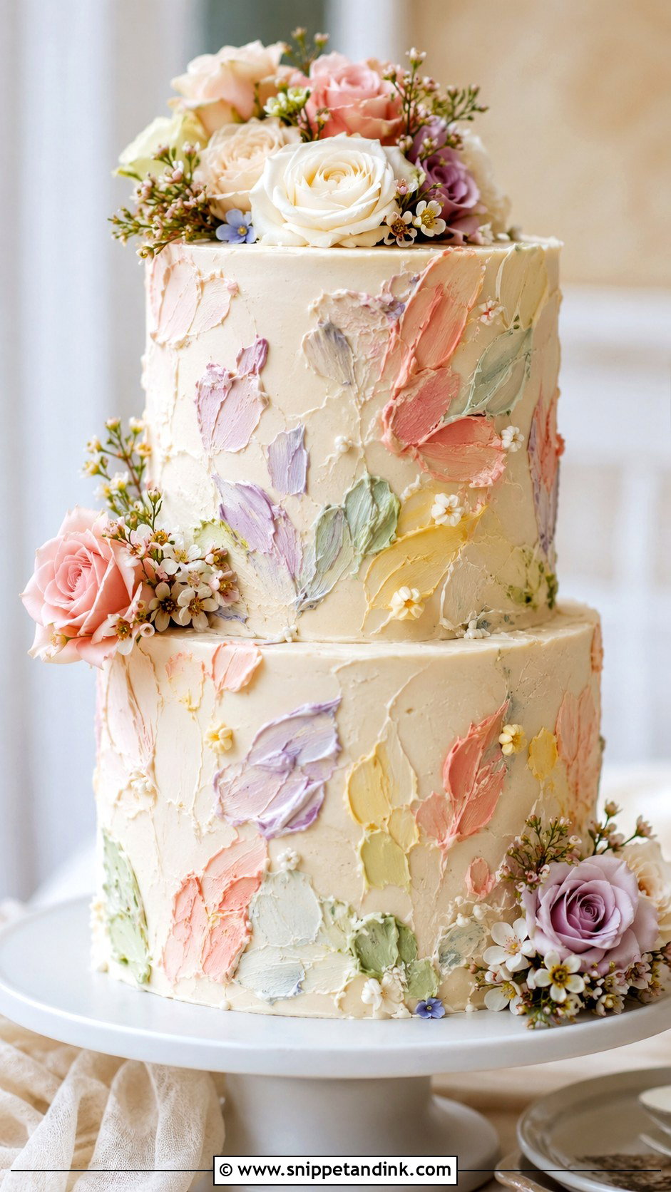 Buttercream Palette Knife Wedding Cake - Snippet and Ink - 20 Multi Color Cake Ideas for Wedding