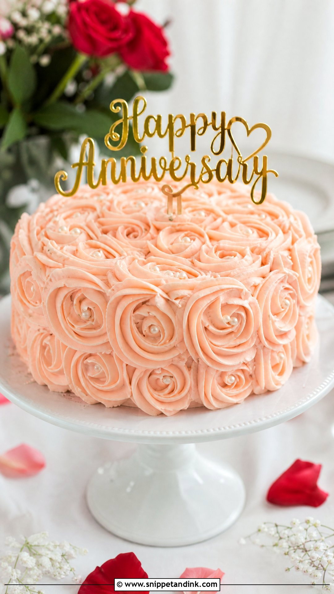 Buttercream Rose Anniversary Cake - Snippet and Ink - 30 Marriage Anniversary Cake Design Ideas