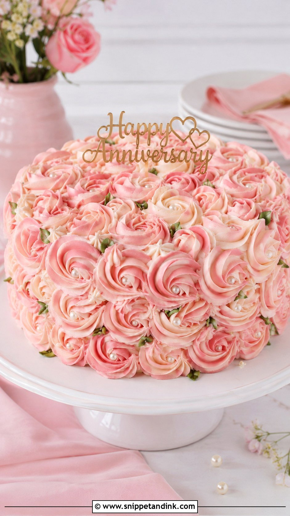 Buttercream Rose Anniversary Cake - Snippet and Ink - 20 Anniversary Cake for Grandparents