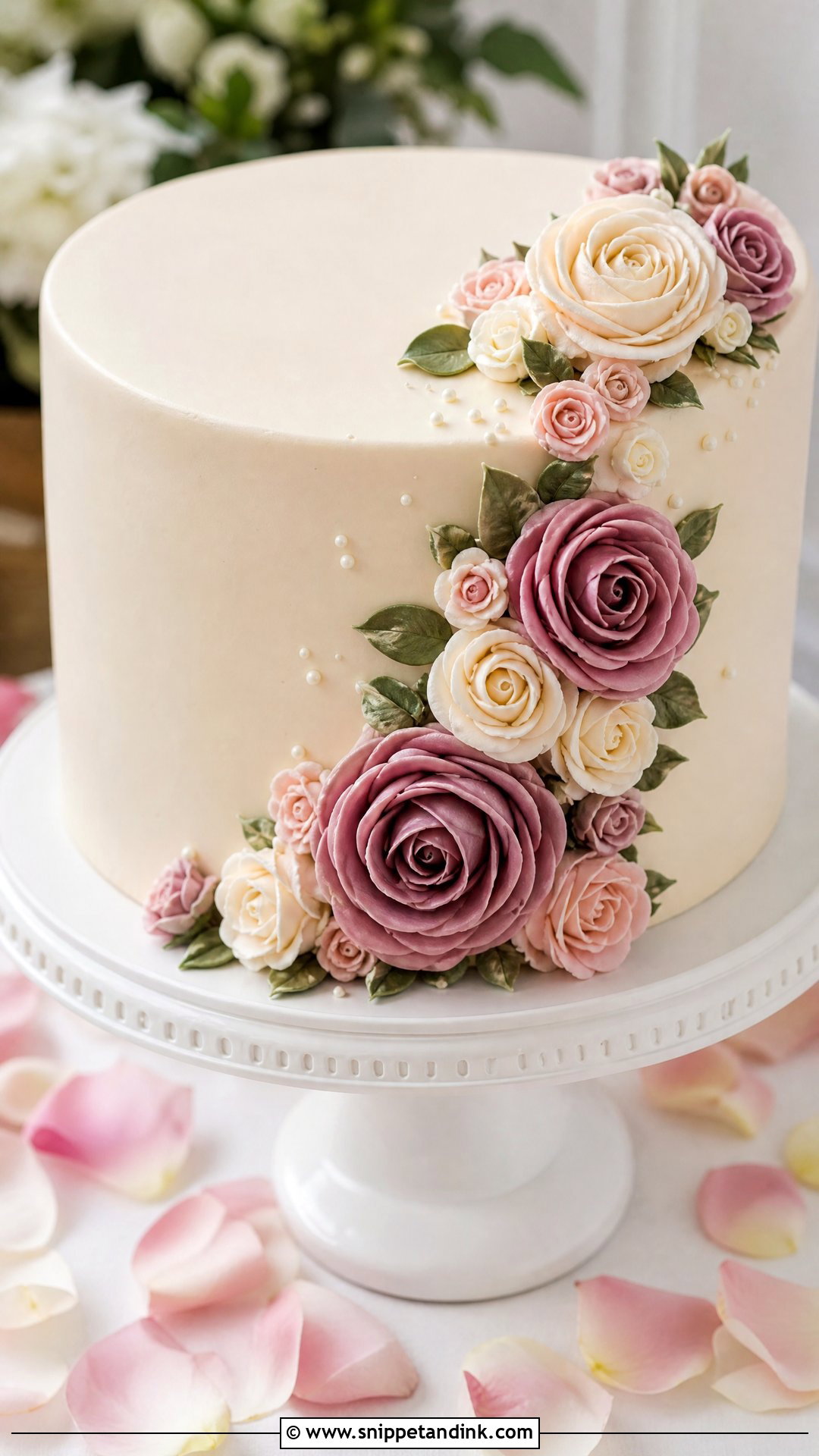 Buttercream Rose Wedding Cake - Snippet and Ink - 25 Buttercream Flower Cake Ideas for Wedding
