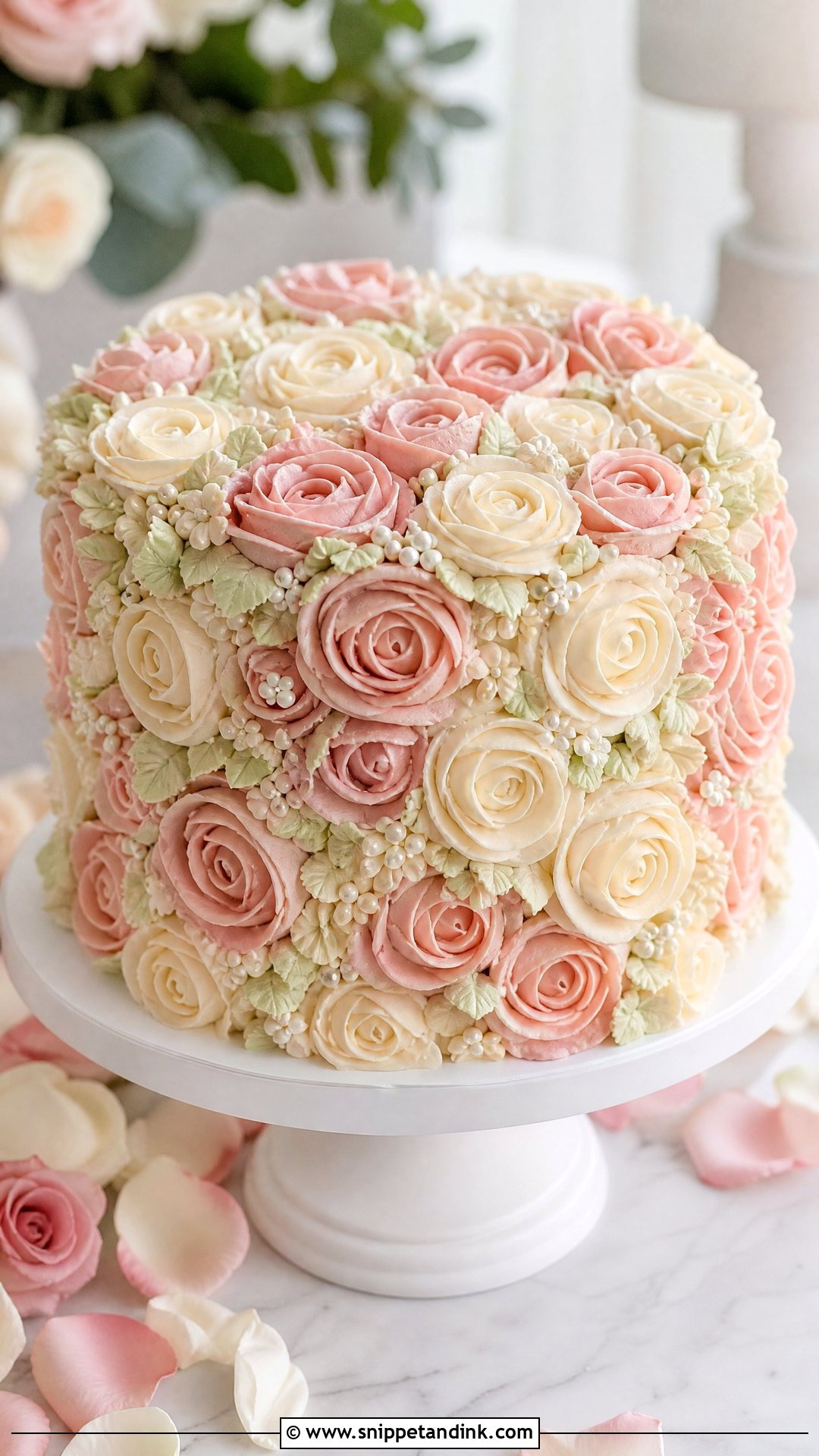 Buttercream Rose Wedding Cake - Snippet and Ink - 25 Love Theme Cake Ideas for Wedding
