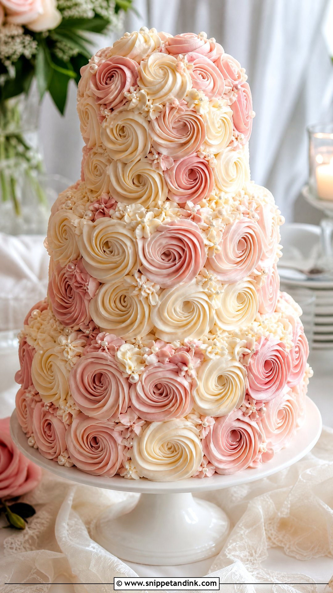 Buttercream Rose Wedding Cake - Snippet and Ink - 20 Roses Cake Design Ideas for Wedding