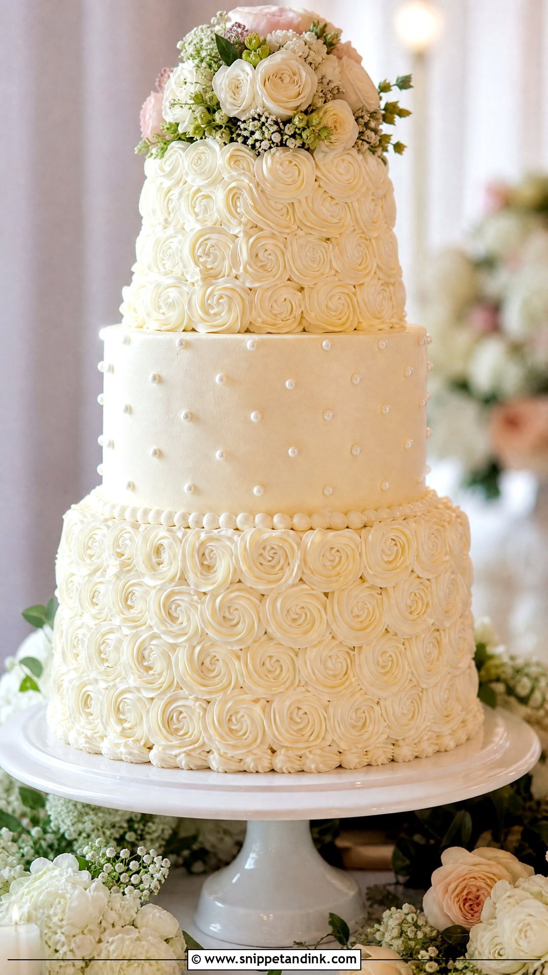 Buttercream Rosette Wedding Cake - Snippet and Ink - 20 Traditional Wedding Cakes
