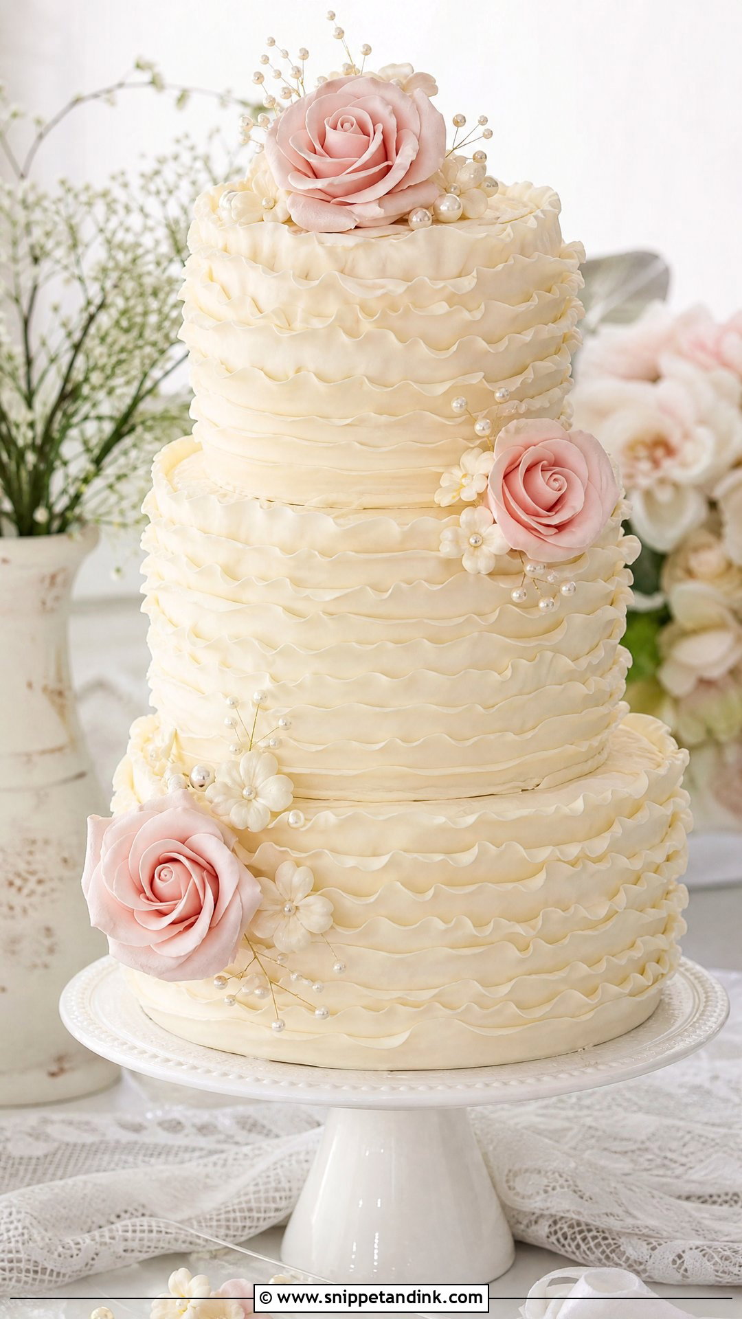 Buttercream Ruffle Wedding Cake - Snippet and Ink - 20 Vintage Wedding Cakes