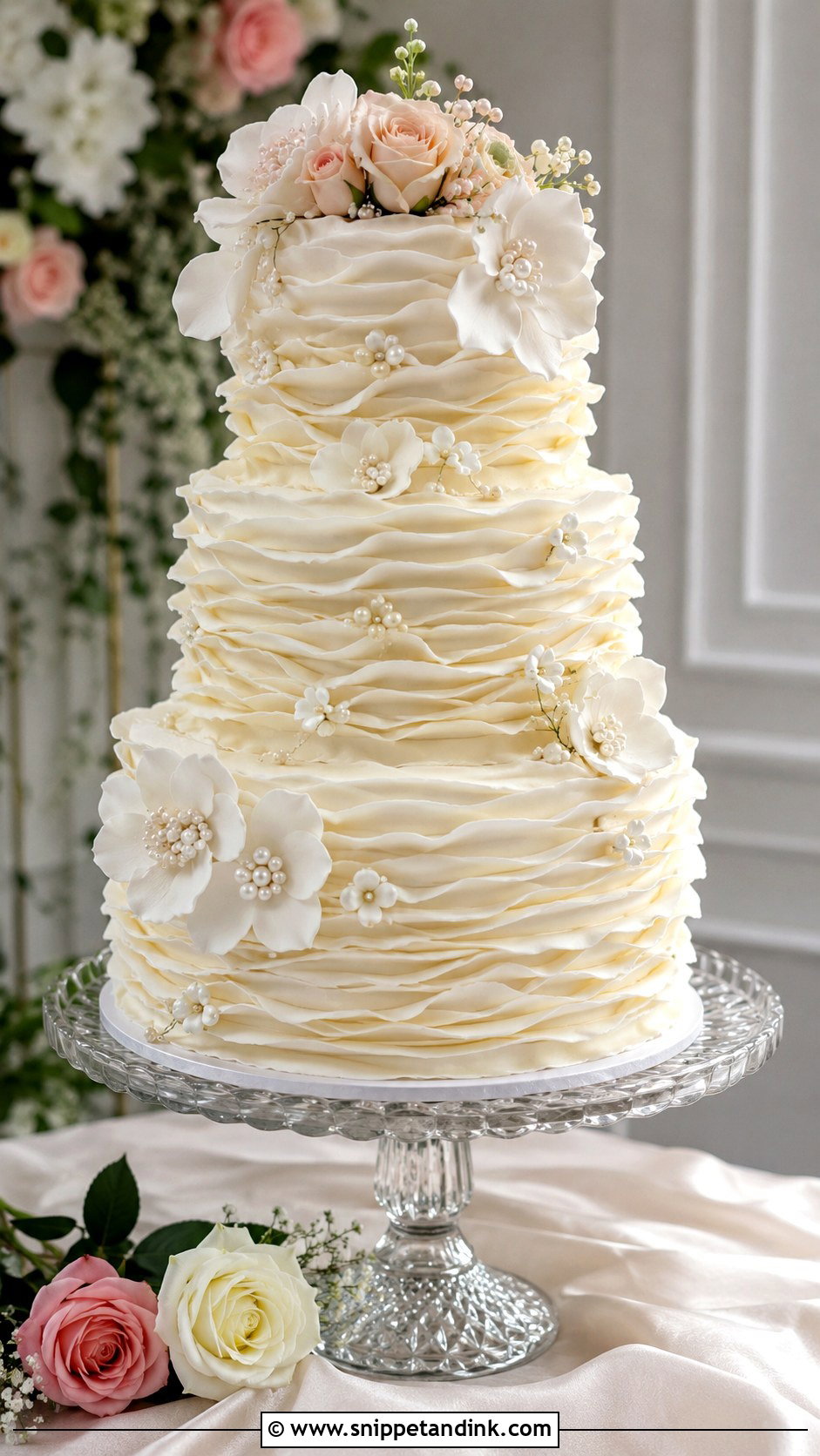 Buttercream Ruffle Wedding Cake - Snippet and Ink - 20 Wedding Cake Decorating Techniques