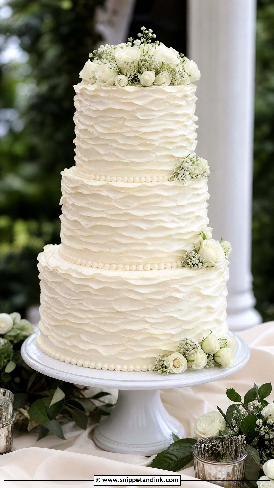 Buttercream Ruffle Wedding Cake - Snippet and Ink - 20 Old Money Cake Ideas for Wedding